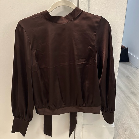 Brown Satin Blouse from Express with Open tie back - Picture 1 of 2